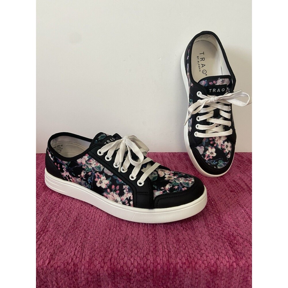 Traq By Alegria Sneaq Sneakers Decorum Floral Black Size EU 40 US 9.5